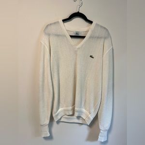 Vintage Lacoste Izod Cream V Neck Sweater